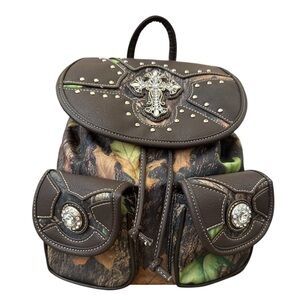 Camouflage Backpack with Decorative Bling Accents